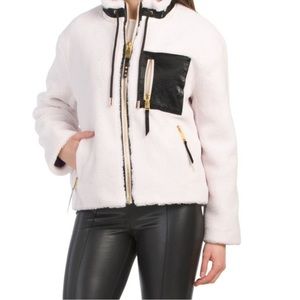 NWT Rebecca Minkoff Sherpa Bomber Jacket Leather Detail Size Medium